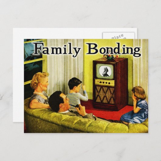Retro Fernsehfamilien-Postkarte Postkarte (Vorne/Hinten)