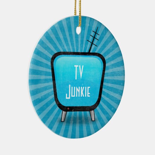 Retro Fernsehjunkie Keramik Ornament (Rechts)