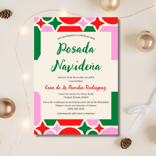Retro Festival Posada Navideña Weihnachten Einladung