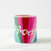 Retro Festival Rainbow Pink Weihnachten Zweifarbige Tasse (Mittel)