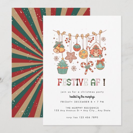 Retro Festivals Einladung (Vorne/Hinten)