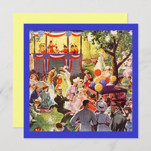 Retro Festivals Party im Park Picknick Einladung (Vorne/Hinten)