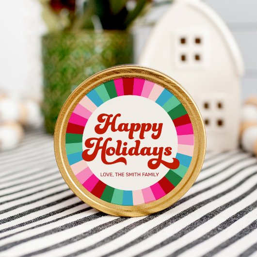 Retro Festivals Rainbow Pink Weihnachtsgeschenk Runder Aufkleber