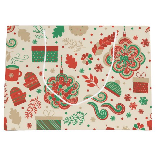 Retro Festivals Winter Weihnachtsfeiertage Große Geschenktüte (Vorderseite)