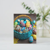Retro Festive Basket Of Easter Eggs Postkarte (Stehend Vorderseite)