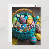 Retro Festive Basket Of Easter Eggs Postkarte (Vorne/Hinten)