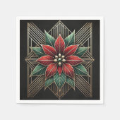 Retro Festive Floral Art Deco Poinsettia Deko Serviette (Vorderseite)