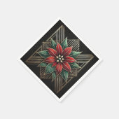 Retro Festive Floral Art Deco Poinsettia Deko Serviette (Ecke)