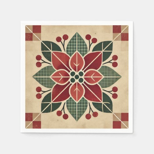 Retro Festive Floral Folkloreale Kunst, Dichtung u Serviette (Vorderseite)