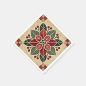 Retro Festive Floral Folkloreale Kunst, Dichtung u Serviette (Ecke)