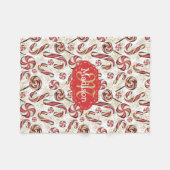 Retro Festive Fun Candy Canes Muster Baby Name Fleecedecke (Vorderseite (Horizontal))