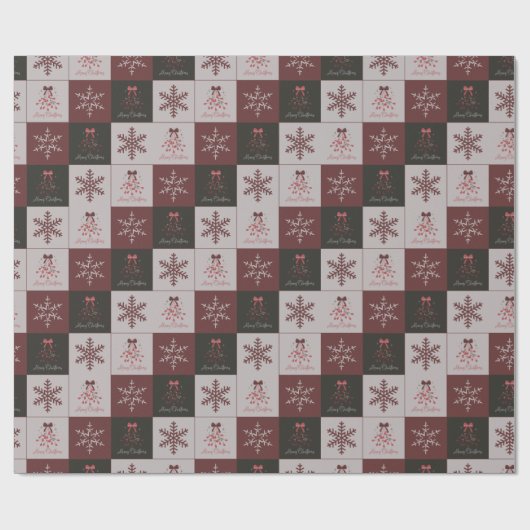 Retro Festive Merry Christmas Tiled Pattern Geschenkpapier (Flach)