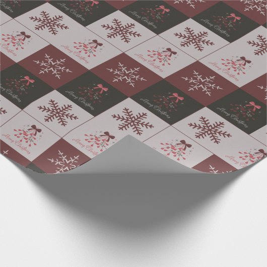 Retro Festive Merry Christmas Tiled Pattern Geschenkpapier (Ecke)