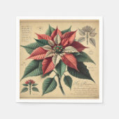 Retro Festive Poinsettia Botanische Dekoupage Serviette (Vorderseite)