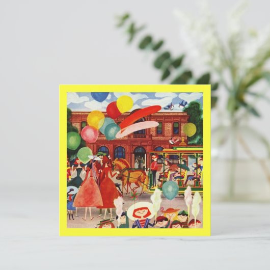 Retro festliches Party in den Einladung (Stehend Vorderseite)