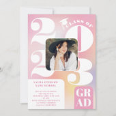 Retro fett 2023 holografischer 5-Foto-Abschluss Einladung (Vorderseite)