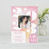 Retro fett 2023 holografischer 5-Foto-Abschluss Einladung (Stehend Vorderseite)