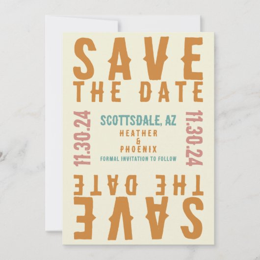 Retro Fett Bright QR Code Foto Save the Date Einladung (Vorderseite)