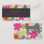 Retro fett formatierte tropische Blume, die die Ka Telefonnummerkarte (Vorne/Hinten)