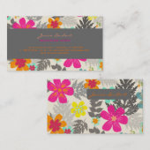 Retro fett formatierte tropische Blume, die die Ka Telefonnummerkarte (Vorne/Hinten)