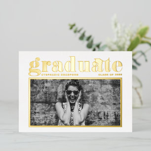 Retro-Fett-Typografie-Foto-Abschlussfeier Folieneinladung