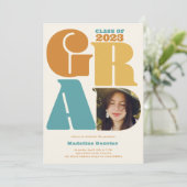 Retro fett übergroß Grad 4 Foto 2023 Abschluss Einladung (Stehend Vorderseite)