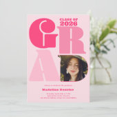 Retro fett übergroß Grad 4 Foto 2023 Abschluss Einladung (Stehend Vorderseite)