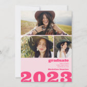 Retro fett übergroß Grad 4 Foto 2023 Abschluss Einladung (Rückseite)