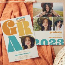 Retro fett übergroß Grad 4 Foto 2023 Abschluss