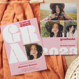 Retro fett übergroß Grad 4 Foto 2023 Abschluss Einladung
