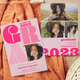 Retro fett übergroß Grad 4 Foto 2023 Abschluss Einladung