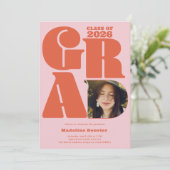 Retro fett übergroß Grad 4 Foto 2023 Abschluss Einladung (Stehend Vorderseite)