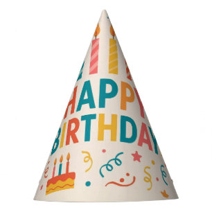Retro Fette Farbige Alles Gute Zum Geburtstag Partyhütchen