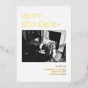Retro-Fette-Typografie-Foto-Save-the-Date-Karte Folieneinladung