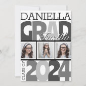 Retro Fettgewebtes Schwarz-Weiß-Grad-Party Einladung (Vorderseite)