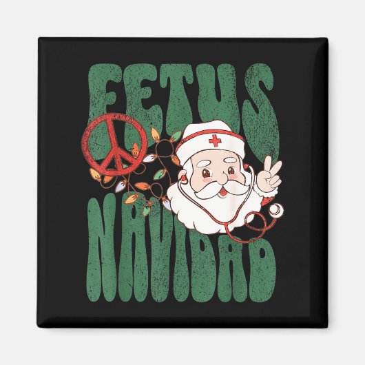 Retro Fetus Navidad Santa Claus Christmas Obgyn Nu Magnet (Vorne)