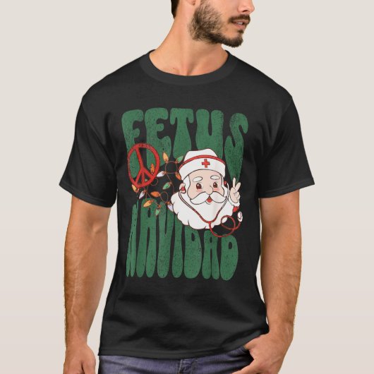 Retro Fetus Navidad Santa Claus Christmas Obgyn Nu T-Shirt (Vorderseite)