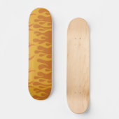 Retro Feuer Flammen Burnt Orange 60er 70er Skateboard (Vorderseite)