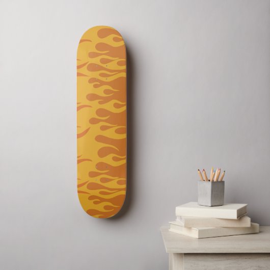 Retro Feuer Flammen Burnt Orange 60er 70er Skateboard (Wandkunst)