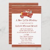 Retro Feuer-Motor-Baby-Jungen-Geschenke des Einladung (Vorne/Hinten)