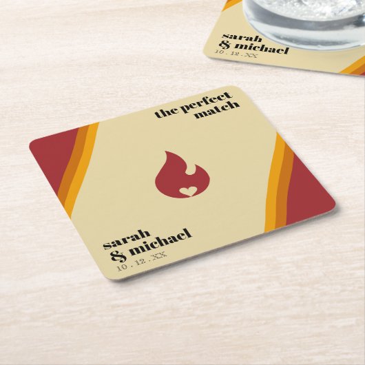 Retro-Feuerherz gestreift die perfekte Match-Hochz Rechteckiger Pappuntersetzer (angewinkelt)