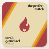 Retro-Feuerherz gestreift die perfekte Match-Hochz Rechteckiger Pappuntersetzer (Vorderseite)