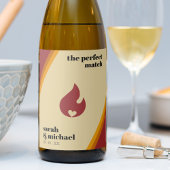 Retro-Feuerherz gestreift die perfekte Match-Hochz Weinetikett