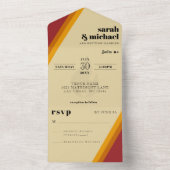 Retro-Feuerherz gestreift Hochzeitsempfang All In One Einladung (Innen Boden)