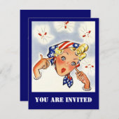 Retro-Feuerriscker einer Party Einladung (Vorne/Hinten)