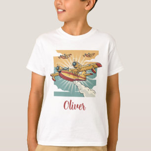 Retro-Feuerwehr-Wasserbomber-Flugzeug T-Shirt