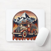 Retro-Feuerwehrauto & Berg Mousepad (Mit Mouse)