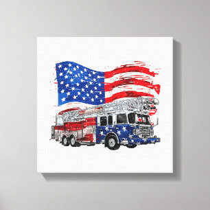 Retro-Feuerwehrmann Feuerwehrmann USA Flag 4. Leinwanddruck