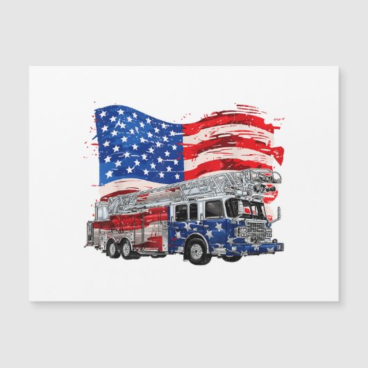 Retro-Feuerwehrmann Feuerwehrmann USA Flag 4. Magnetkarte (Vorderseite)