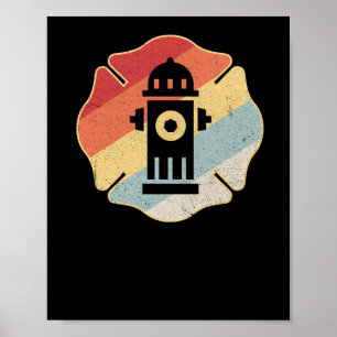 Retro-Feuerwehrmann Hydrant Vintage Poster